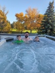 Hot tub to start the day! Then off to school! 